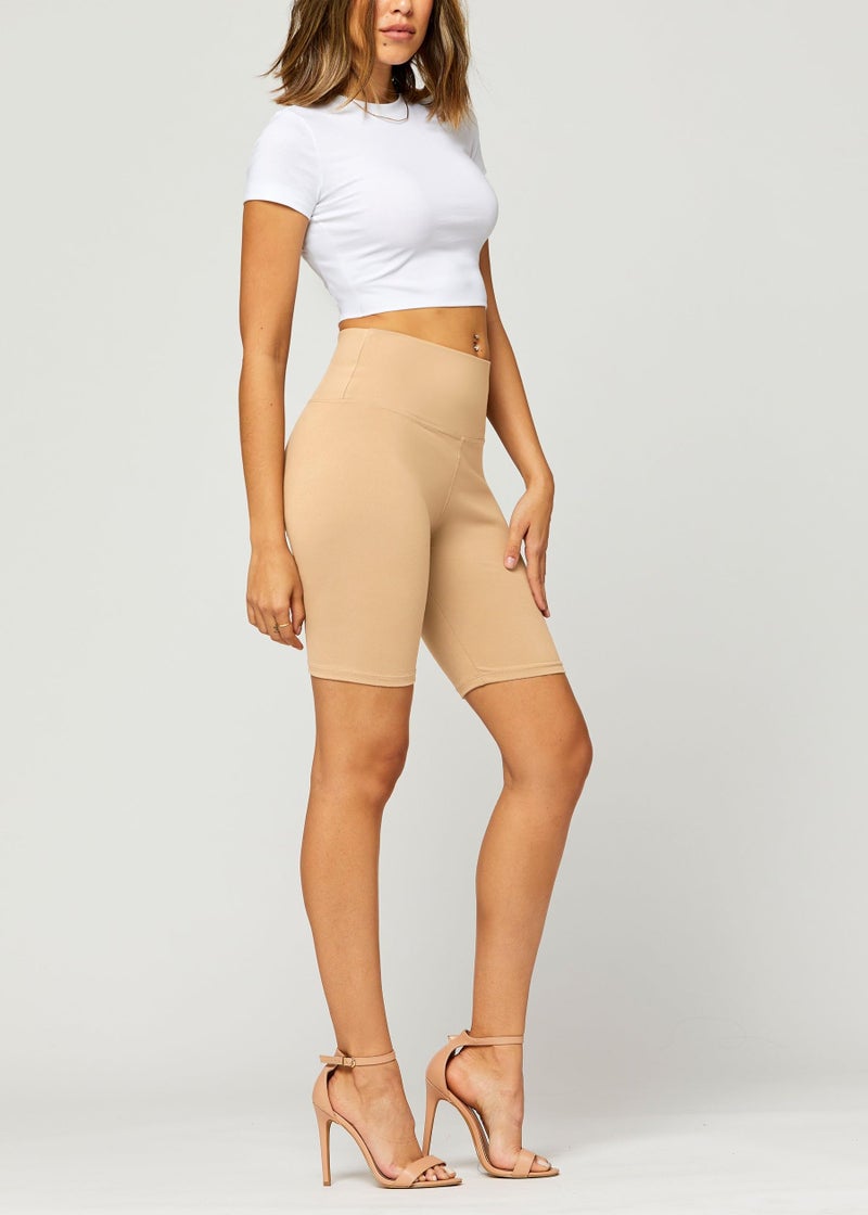 Conceited Biker Shorts Women - Soft - High Waist Tummy Control - Essential - Regular and Plus Size - Beige Nude - Small - Medium - Image 3